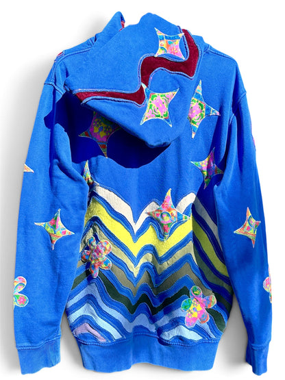 BLUE WAVY HOODY - SIZE L
