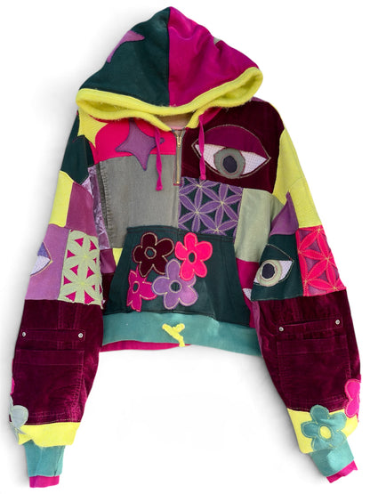 ‘COMFORT THE SOUL’ CROPPED HOODIE JACKET - SIZE XL