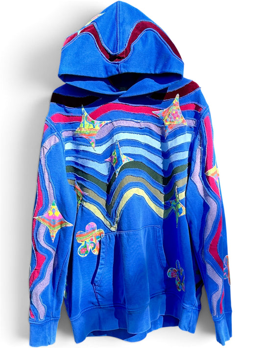 BLUE WAVY HOODY - SIZE L