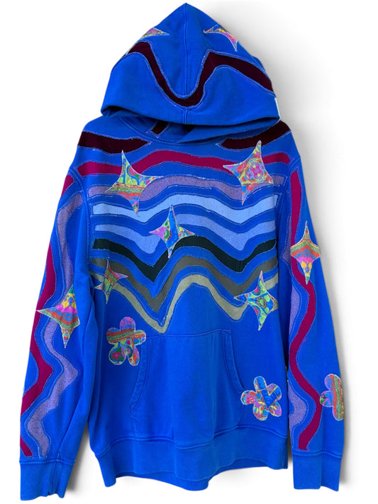 BLUE WAVY HOODY - SIZE L