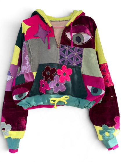 ‘COMFORT THE SOUL’ CROPPED HOODIE JACKET - SIZE XL