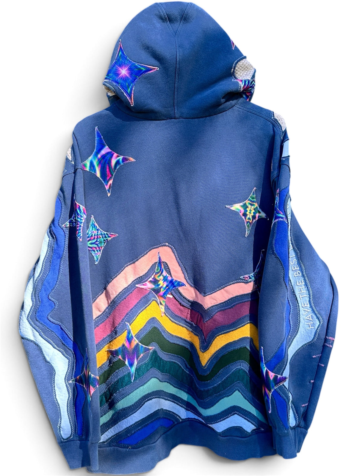 ‘HAVE THE BEST DAY EVER’ NAVY BLUE WAVY HOODY - SIZE M