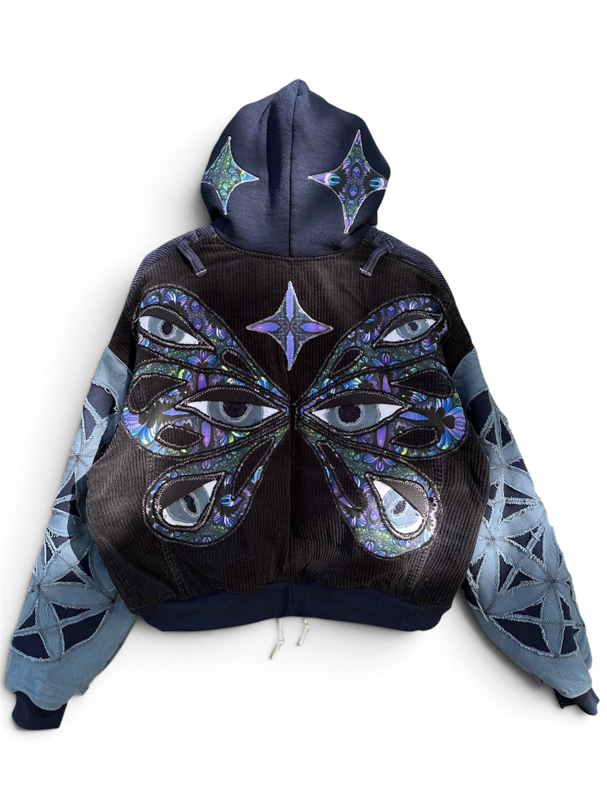 LOCO BUTTERFLY CROPPED HOODIE COAT - SIZE XL